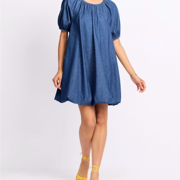 Vero Moda Short Sleeve Ballon Dress Sz XL Indigo - Picture 1 of 6